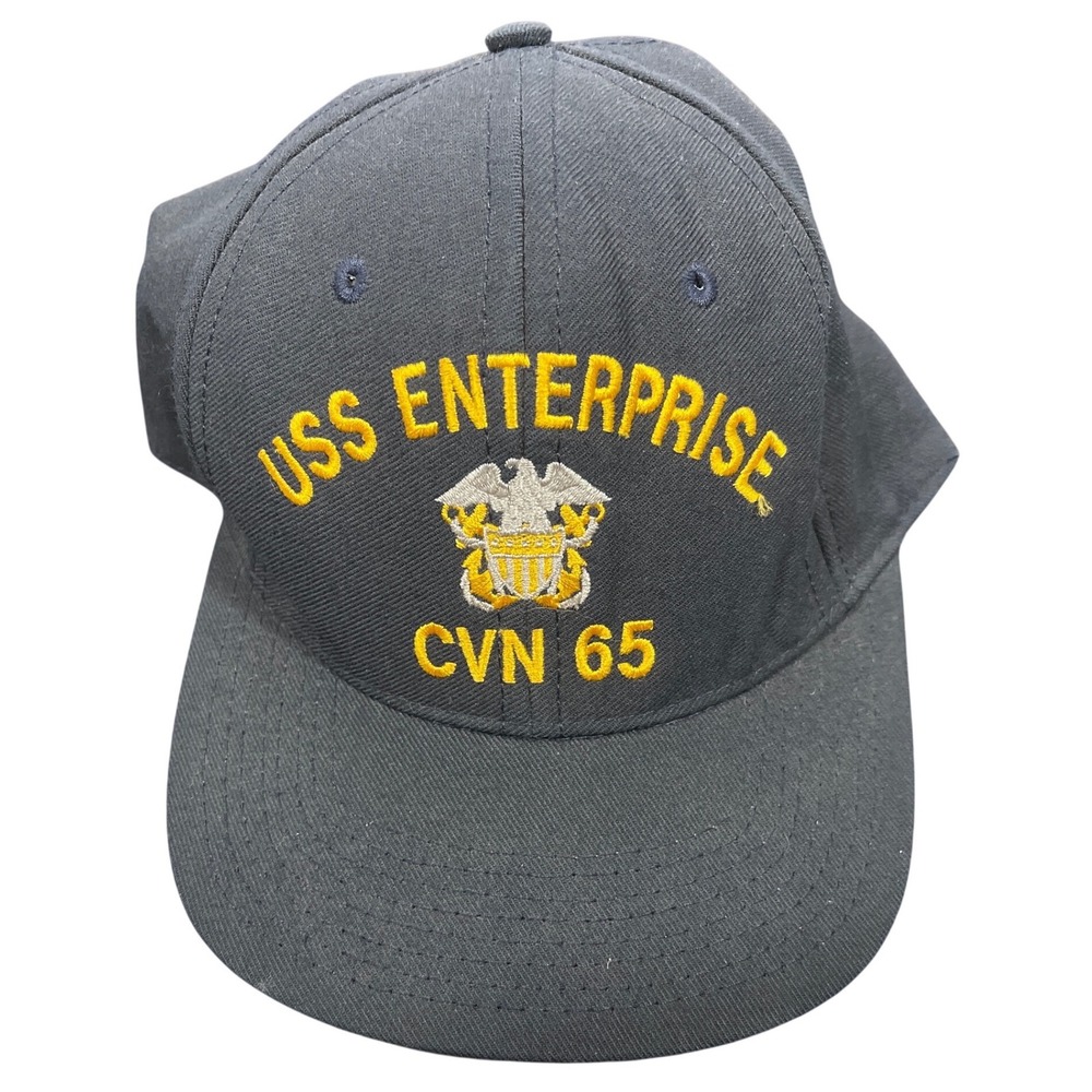 USS Enterprise CVN 65 Navy Blue Snapback Hat Military Aircraft Carrier Cap Mens